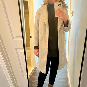 Long coat, fall or light winter, very light gray, top shop